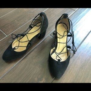 Intentionally Blank Hatter suede lace up heels